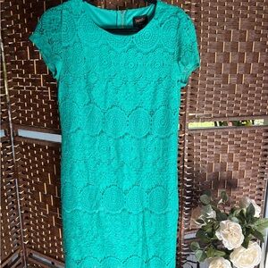 Laundry By Shelli Segal Turquoise Lace Midi Dress